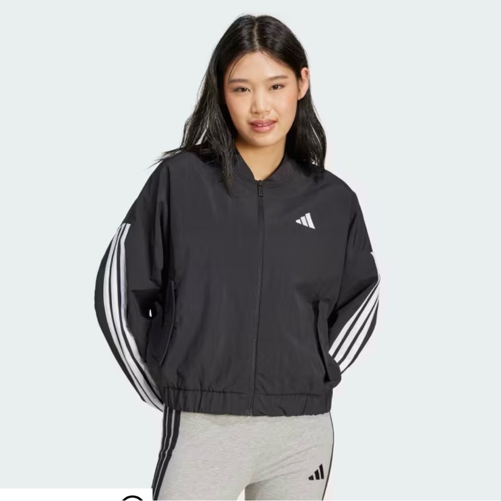 Adidas ESSENTIALS 3-STRIPES LIFESTYLE TRACK JACKET LINED WINDBREAKER SIZE S - Picture 2 of 11